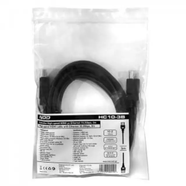 Καλώδιο High speed HDMI με Ethernet 10.2Gbps, HDMI αρσ. - HDMI αρσ., 3m. 2
