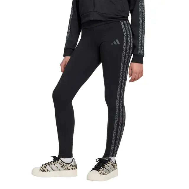 adidas Sportswear Girl's Animal Print 3Stripes Tight Μαύρο - Γκρι KC7207 (adidas Sportswear)