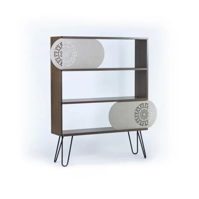 Βιβλιοθήκη ILLIA No 2 Καρυδί/Μαύρο 94x25x117cm