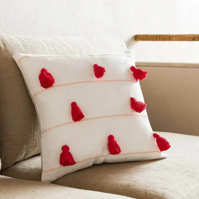 Μαξιλαροθήκη 43x43cm GOFIS HOME POMY KOKKINΗ 188/ 02