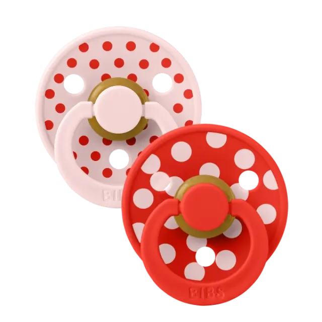 BIBS – STUDIO COLLECTION ΣΕΤ ΠΙΠΙΛΕΣ 2ΤΜΧ – POLKA DOT CANDY APPLE/BLOSSOM – ΣΤΡΟΓΓΥΛΗ No1 2