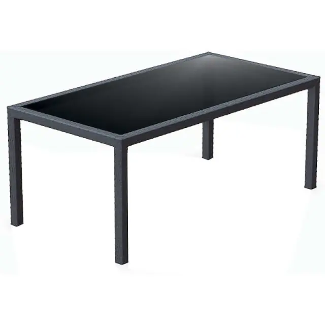 Τραπέζι TAHITI Ανθρακί PP/Τζάμι 180x94x75cm