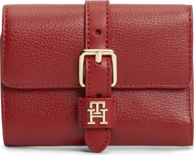 Tommy Hilfiger Γυναικείο Μικρό Πορτοφόλι TH Buckle Trifold Κόκκινο