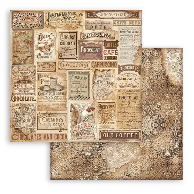 Χαρτιά scrapbooking 10τεμ, 30.5×30.5cm Stamperia, Maxi Background, Coffee and Chocolate 3