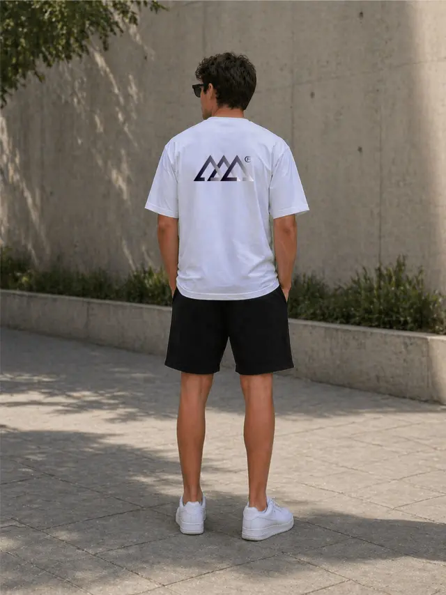 Noshame® Σετ Oversized T-shirt & Βερμούδα Λευκό-Μαύρο με τύπωμα - 752557 - XXL