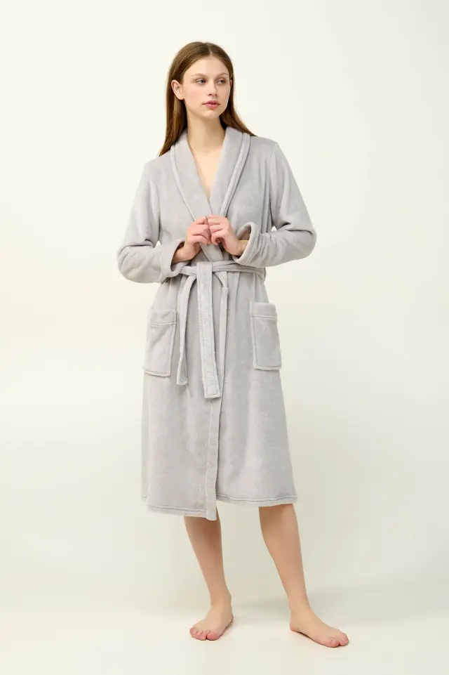 Σταυρωτή Γυναικεία Ρόμπα Fleece Vamp 23280 GRAY SILVER