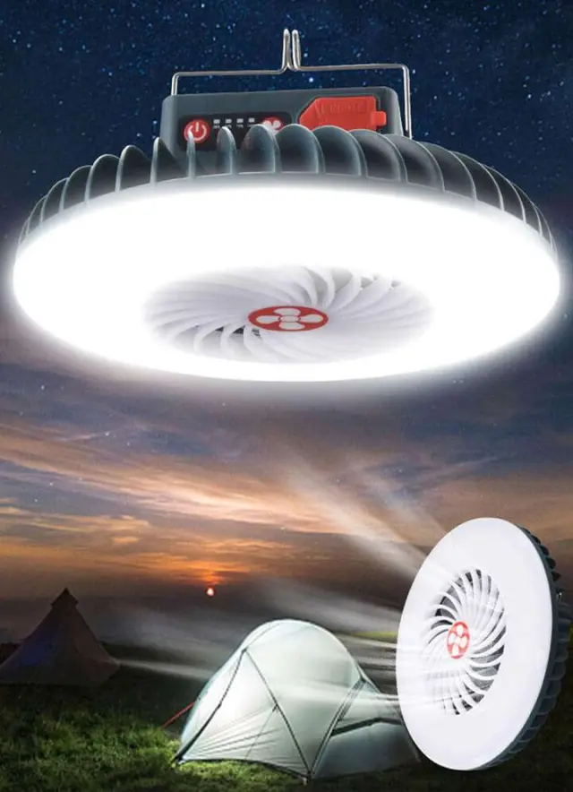 Ηλιακός ανεμιστήρας & λάμπα camping με τρίποδη βάση στήριξης ND-2608