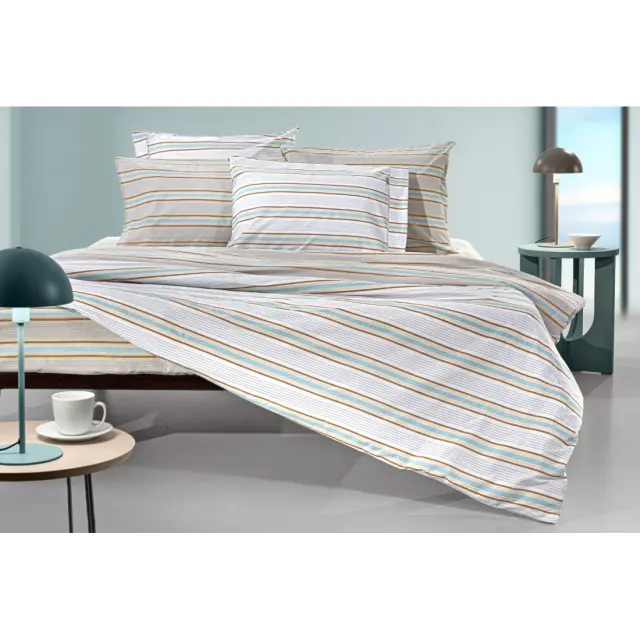 Σετ Σεντόνια King Size με Λάστιχο 4 Τεμαχίων Guy Laroche Pinstripe Natural 170x200+32