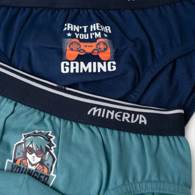 Minerva Παιδικό Slip Αγόρι Gamer - Τριπλό Πακέτο, Χρώμα Μπλε-Πράσινο-Μαρίν 2