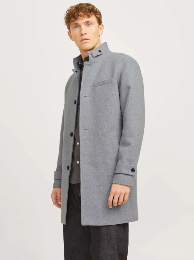 JJEMELTON WOOL BLEND COAT SN Light Grey Melange 3