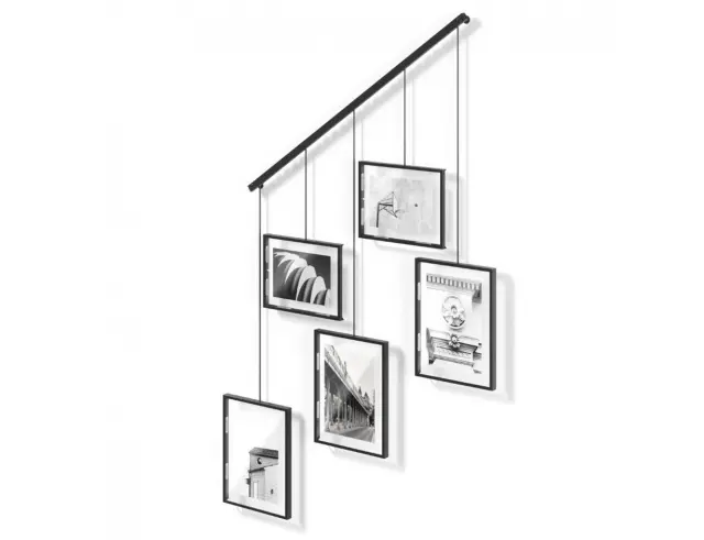 Κορνίζα τοίχου Exhibit Umbra με 5 θέσεις, διαστάσεις 79x2.5x70cm και διαστάσεις φωτογραφίας 10x15cm / 13x18cm - Black1013426-040 2