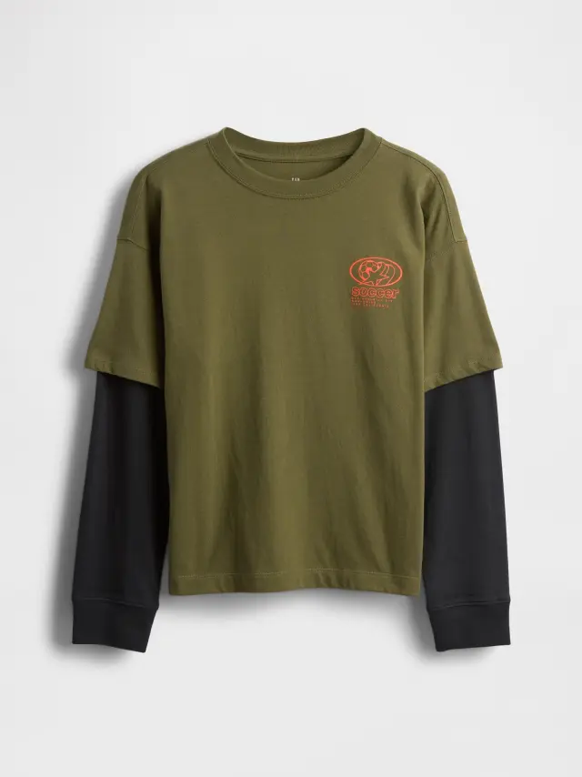 Παιδική 2-in-1 Graphic Μπλούζα Army jacket green