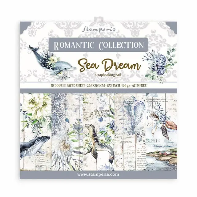 Σετ 10 Χαρτιά Scrapbooking Stamperia Διπλής Όψης - Romantic Sea Dream - 20.3x20.3cm