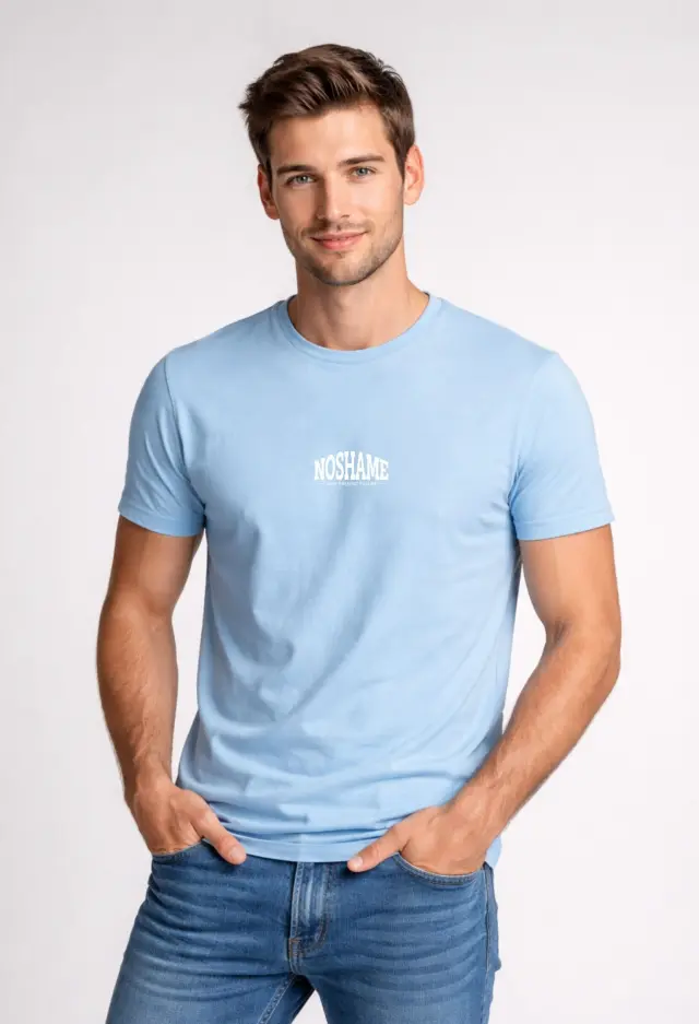 T-shirt Noshame® Σιελ με τύπωμα - 152674 - XXL