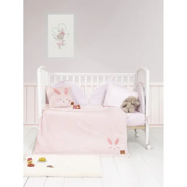 Κουβέρτα Κούνιας 110x150 Fleece 300gsm Nima Bunny Pink 100% Πολυέστερ