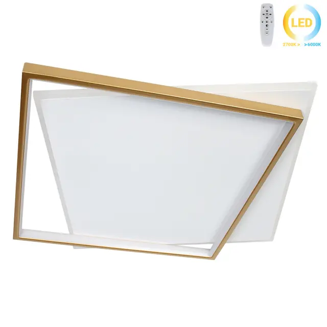 Φωτιστικό οροφής LED 68W 50x46x5 εκ. χρυσό με controller - GLOBOBOX