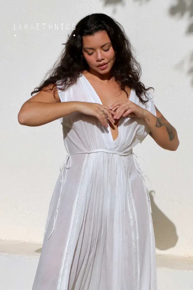 LARA ETHNICS "MYKONOS" DRESS (MYKONOS-IVOIRE) 2