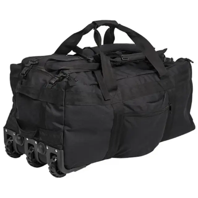 MIL-TEC BLACK COMBAT DUFFLE BAG WITH WHEEL- Σάκος 118 λίτρων με ρόδες - 01-Black-Μαύρο
