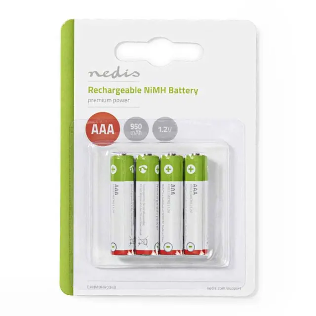 Επαναφορτιζόμενη μπαταρία ΑΑΑ Νi-MH 950 mAh 1.2V Ready to use, σε blister με 4 μπαταρίες.