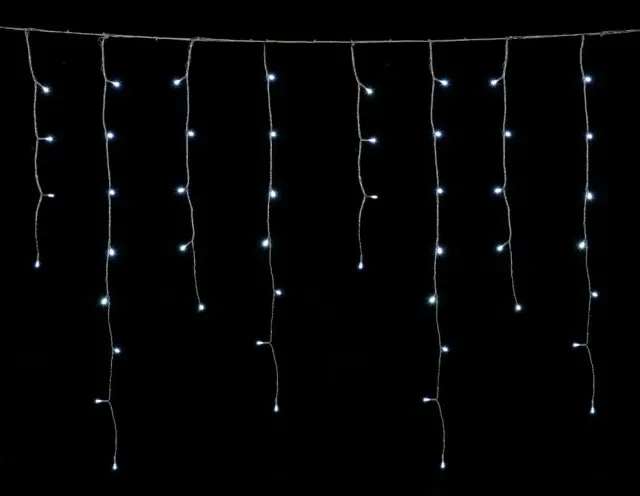 144 LED ασύμμετρη βροχή επεκτεινόμενη διάφανο καλώδιο, ψυχρό λευκό