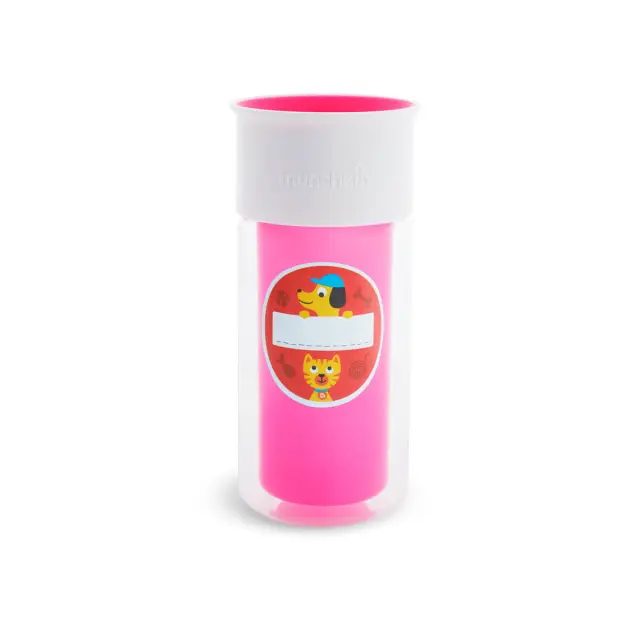 Munchkin Miracle 360° Insulated Sticker Sippy Cup Κύπελλο (18m+) 266ml - Ροζ