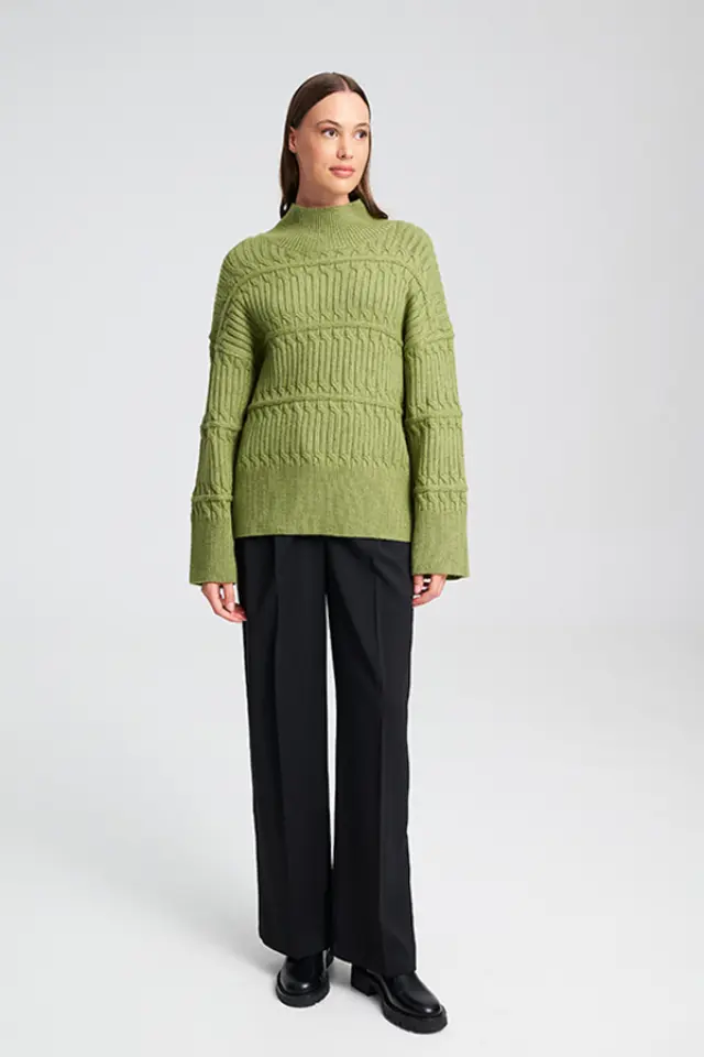 Ζεστό Πλεκτό με Πλέξη Cable OVADIA SWEATER - XS 2