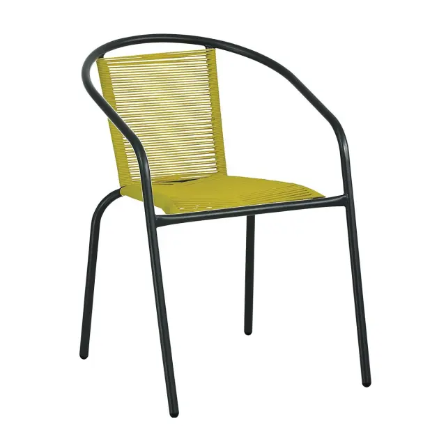 Πολυθρόνα Κήπου FUNKY Μαύρο/Κίτρινο Μέταλλο/Wicker 53x65x76cm