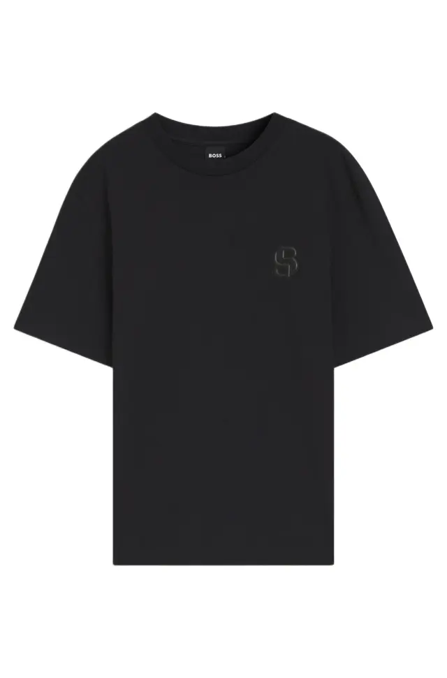Boss ανδρικό μονόχρωμο t-shirt ανάγλυφο μονόγραμμα 50565044-1