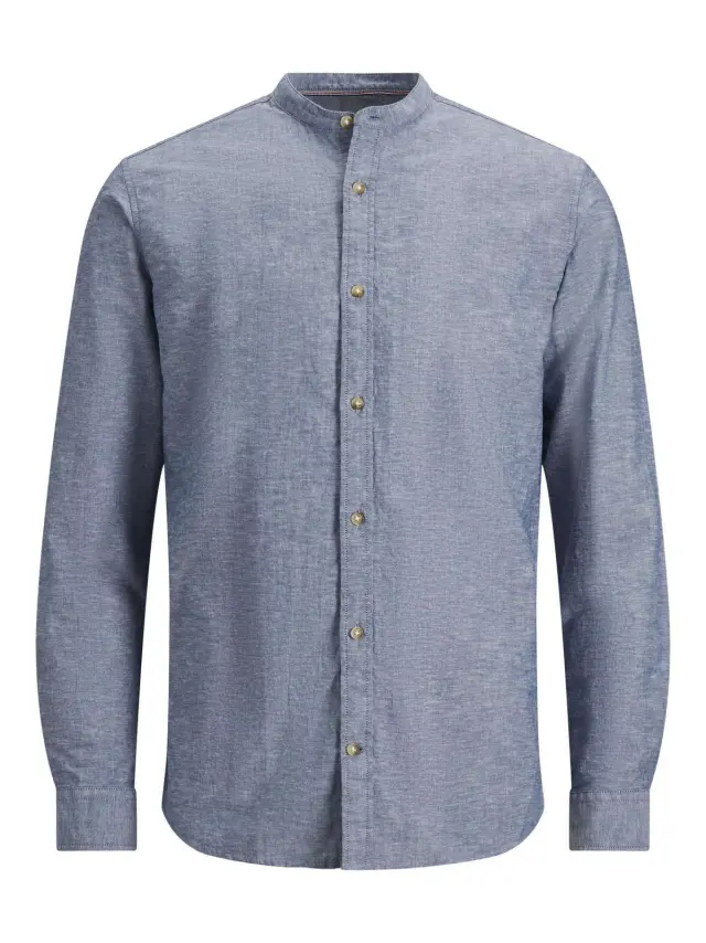 JJESUMMER BAND SHIRT L/S S22 NOOS Faded Denim