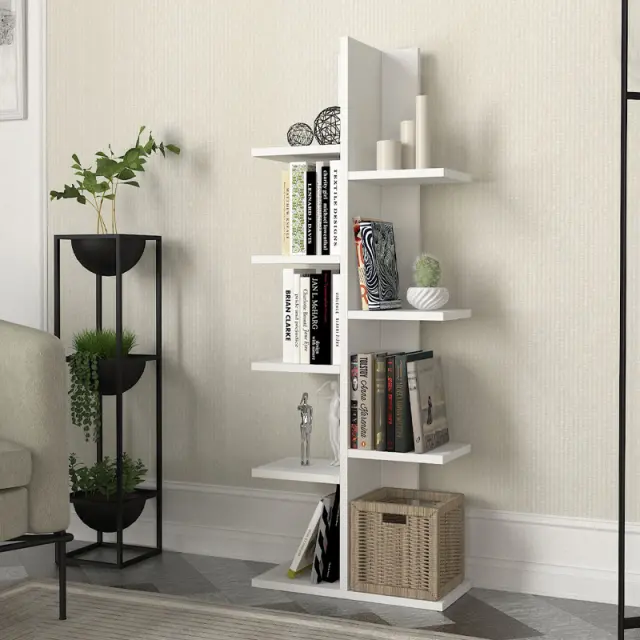 Βιβλιοθήκη Tree Megapap χρώμα λευκό 45x21,4x121,8εκ.