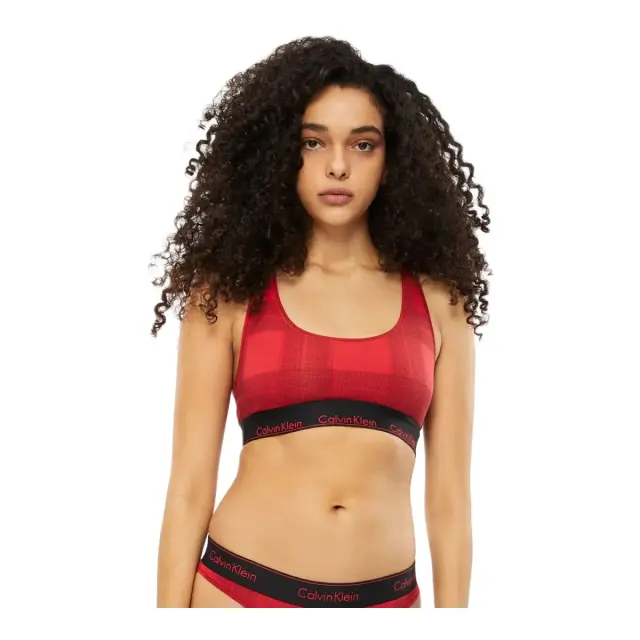 Calvin Klein Γυναικείο Μπουστάκι Modern Cotton Bralette, Χρώμα Textured Plaid Exact - S