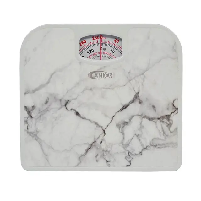 Ζυγαριά Μπάνιου Μηχανική 130kg Λευκό Μάρμαρο 26.5x24x4cm ANKOR