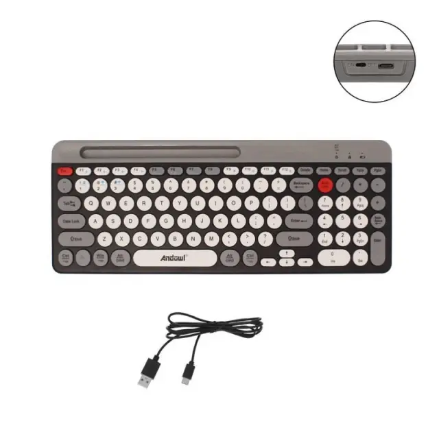 Andowl Ασύρματο Mini Πληκτρολόγιο με Βάση για Tablet και Smartphone QK8066 - Wireless Mini Keyboard with Stand for Tablet and Smartphone 0751174 2