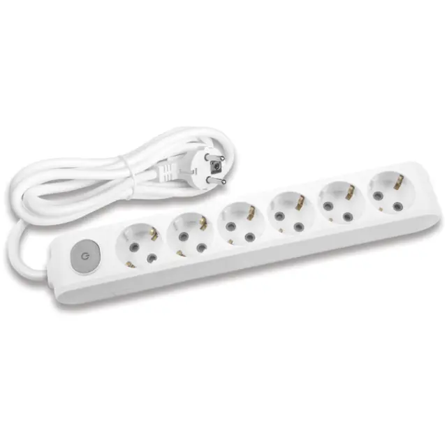 X-tendia White Six Gang Socket Switch Earth Cable CP