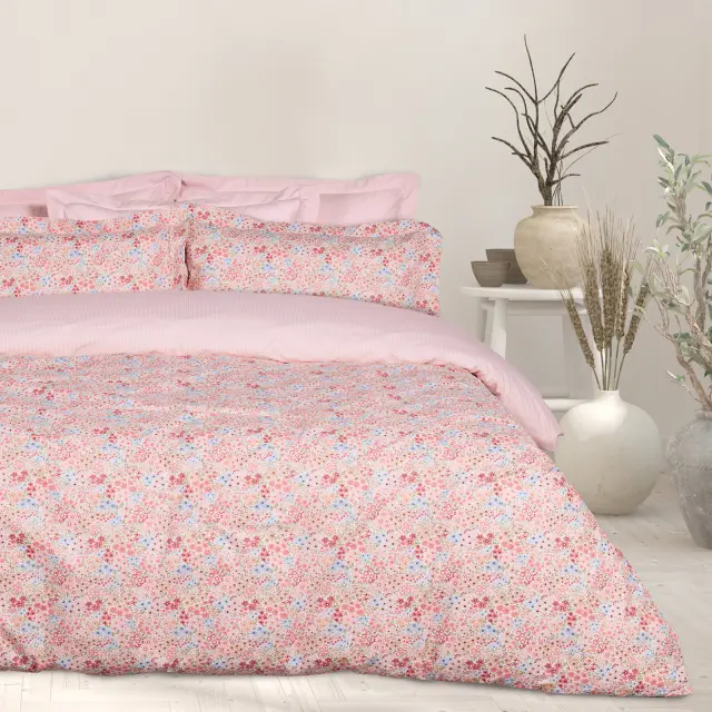 Σετ Σεντόνια 260x280 King Size Happy Das Home 9671 Pink-Salmon 100% βαμβακερόΧωρίς Λάστιχο