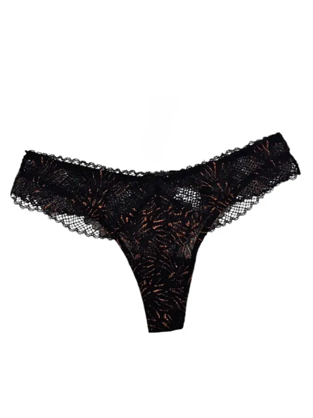 Lida Σλιπ String Δαντέλα Μαύρο Copper Shine - XL