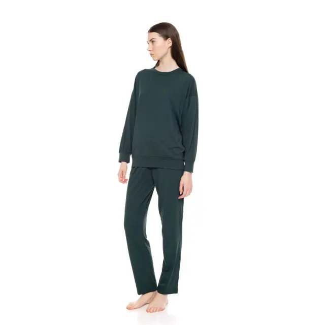 Γυναικεία πυτζάμα Solid Midnight W1567 Dark Green Pink Label 3