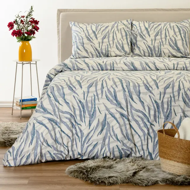 Σετ Σεντόνια 160x200+32 Υπέρδιπλα Φανελένια Winter Line Melinen Crystal Blue 100% βαμβακερόΜε Λάστιχο