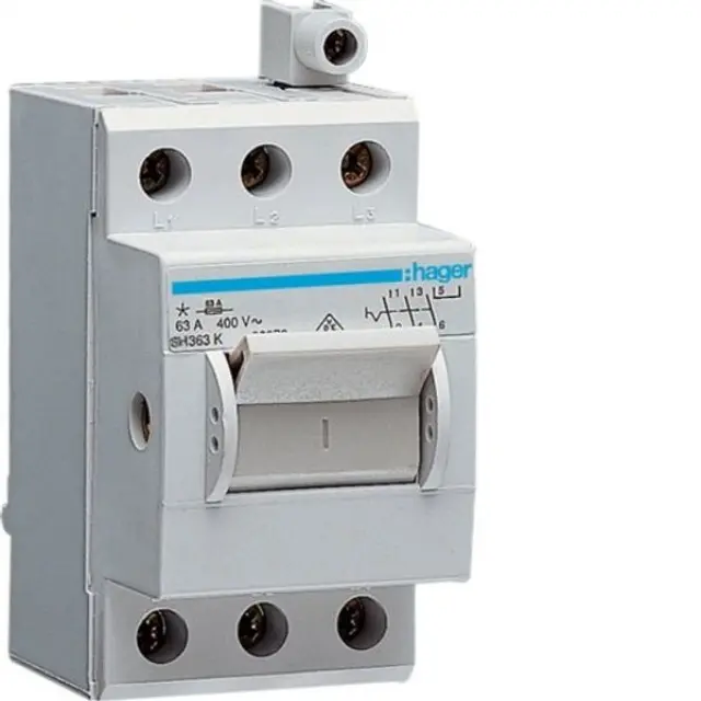 Compact switch 3P 63A 2.5M, with additional terminal