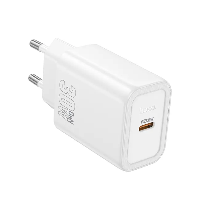 Φορτιστής Ταξιδίου Hoco N62 Gentle με 1 Εξόδο Φόρτισης GaN USB-C Quick Charge PD30W 5V 3.0A Λευκός