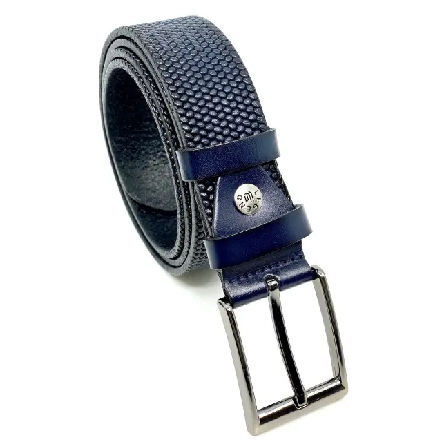 Μπλε Δερμάτινη Ζώνη Full Grain 3,5 cm - 110cm 3