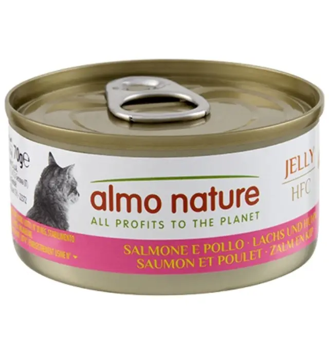 Almo Nature Cat Adult HFC Jelly Κονσέρβα Κοτόπουλο & Σολομός 70gr Μονόχρωμο