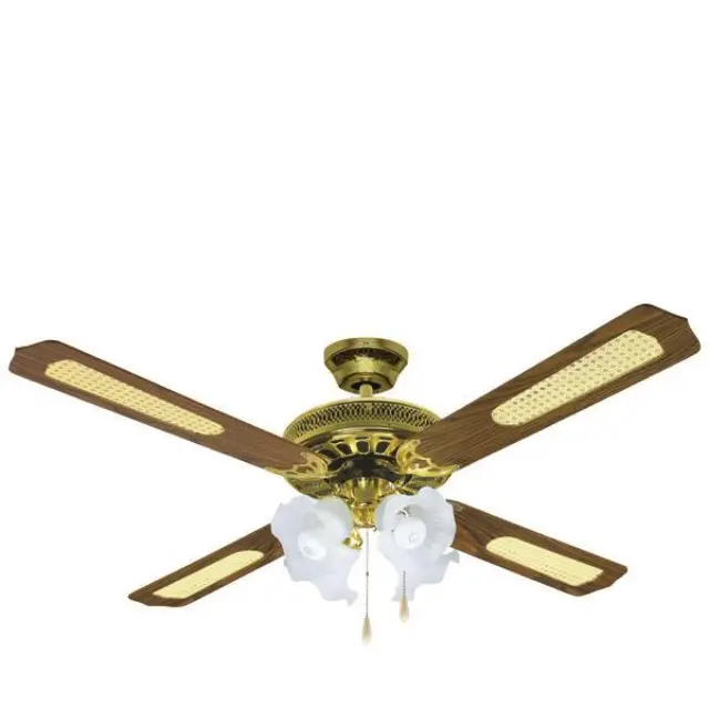 Ανεμιστήρας Οροφής 130cm Καφέ/Χρυσό 4 Φώτα 70W Eurolamp Ferrara 147-29004