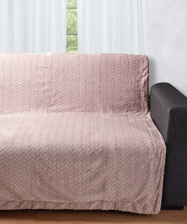 Διακοσμητικό fleece ριχτάρι με sherpa (150cm x 200cm) λιλά - -