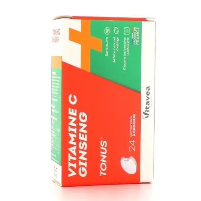 Vitavea Vitamine C Ginseng Συμπλήρωμα Διατροφής με Βιταμίνη C και Τζισενγκ 24 Μασώμενες Ταμπλέτες