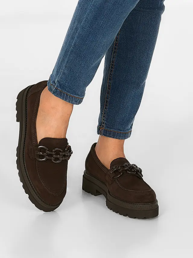 Gabor Μοκασίνια-Loafers Γυναικείο δέρμα Nubuck Καφέ GAB/55242 18-CHOCOLATE 2