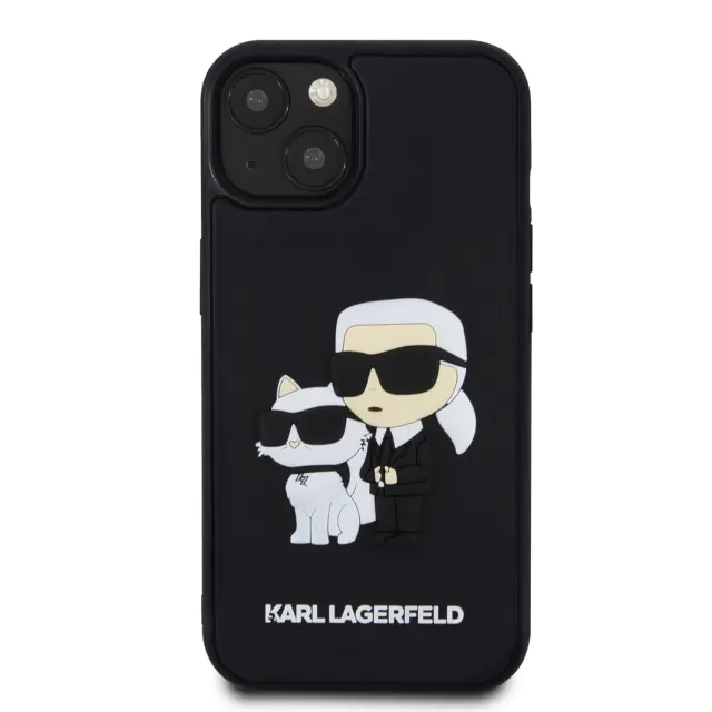 Karl Lagerfeld 3D Rubber Karl and Choupette Case for iPhone 13 Black 3