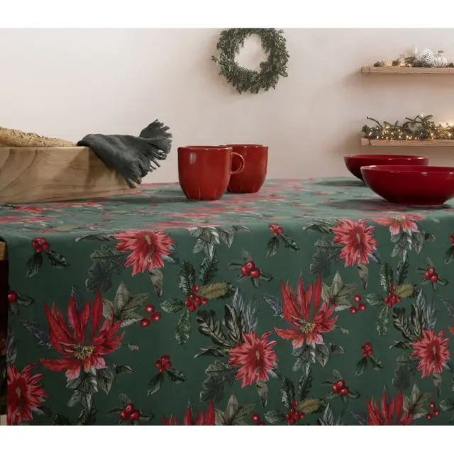 Χριστουγεννιάτικο Τραπεζομάντηλο Nef-Nef Mistletoe Green 140x180 2