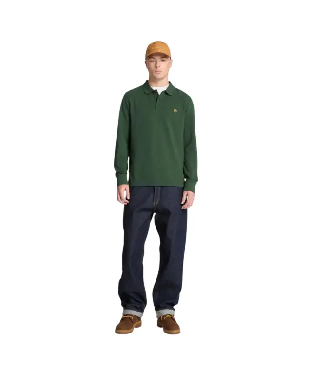 Timberland - Ανδρικό Μακρυμάνικο Polo Πικέ Millers River Ls TBC0YHBE-398 Πράσινο - XL 3