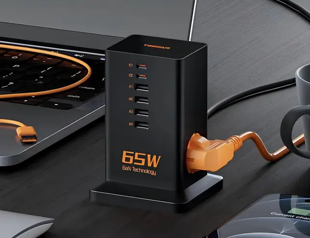Πολύπριζο Tessan 8-σε-1 GaN Power Strip (TS-FS02DE00) - 2xSchuko, 4xUSB, 2xType-C, καλώδιο 2m - ΜαύροTS-FS02DE00 2